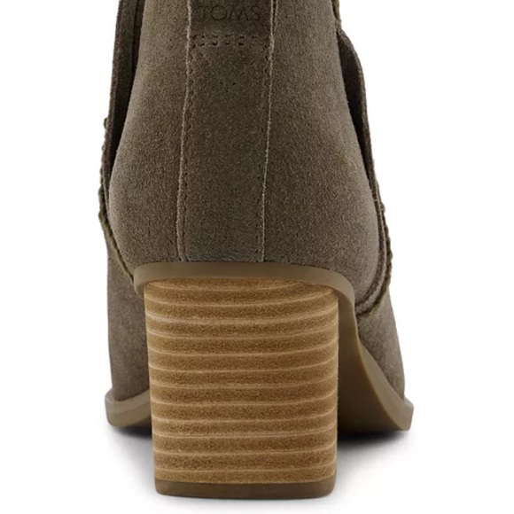 Toms Womens Kaia canteen green Faux Suede Solid Wedge Booties New size 11 - Picture 4 of 6